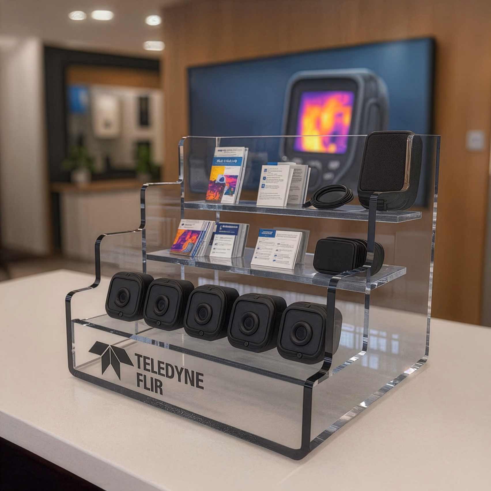 Expositor premium em acrílico Mundo Transparente para PDV