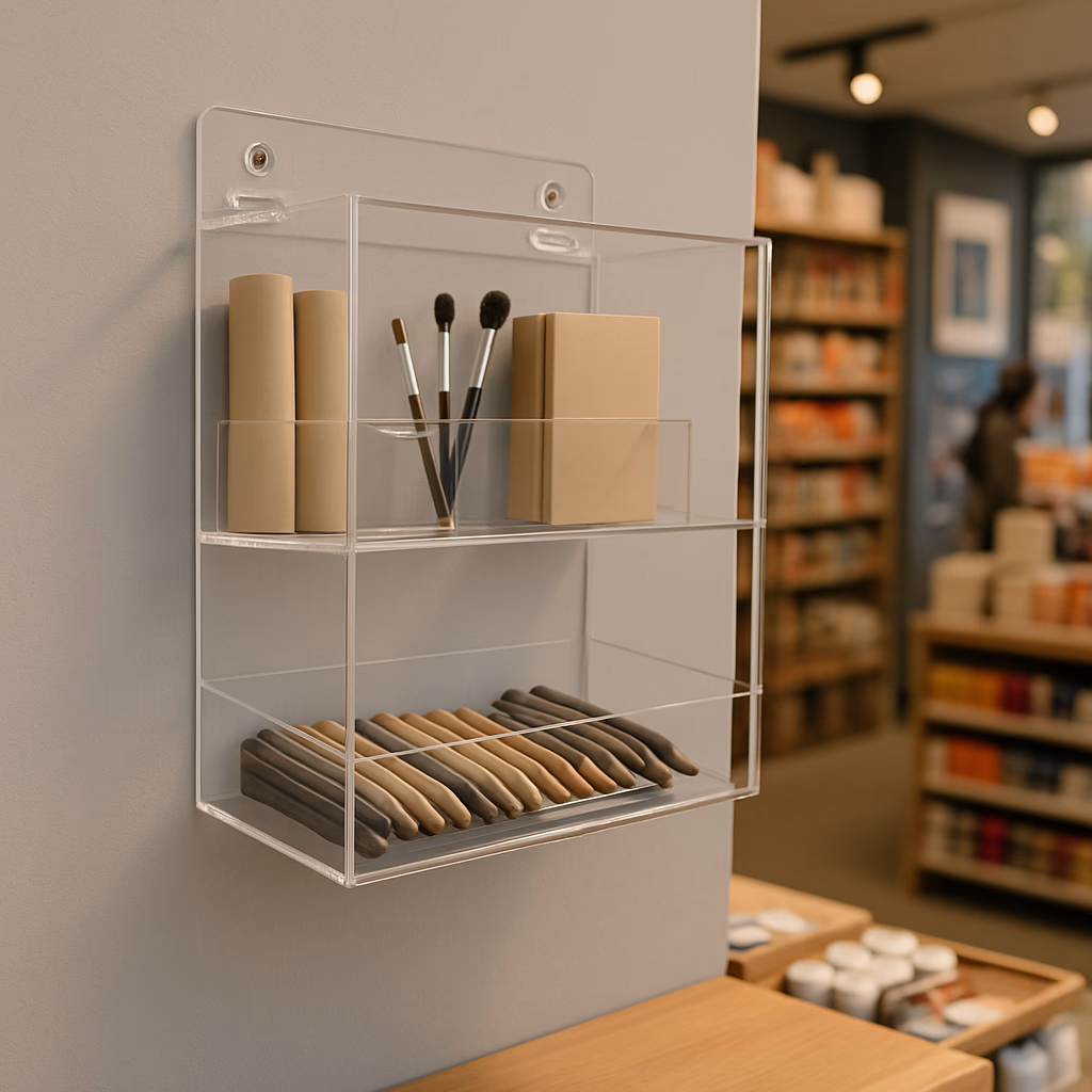 Expositor corporativo em acrílico com gravação a laser