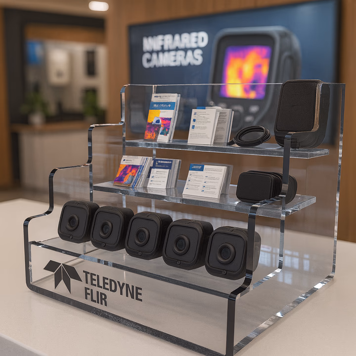 Display acrílico personalizado para vitrines de varejo premium